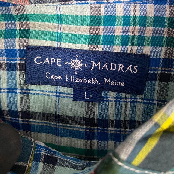 Cape Madras Shirt Men's Large Patchwork Long Sleeve Button Up Down Front - Picture 5 of 11